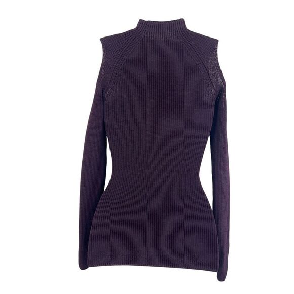 Aritzia Wilfred Bonnard Stretch Knit Cold Shoulder Sweater Noble Plum Size XS - Picture 4 of 13